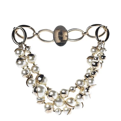 dior necklace gold pearl